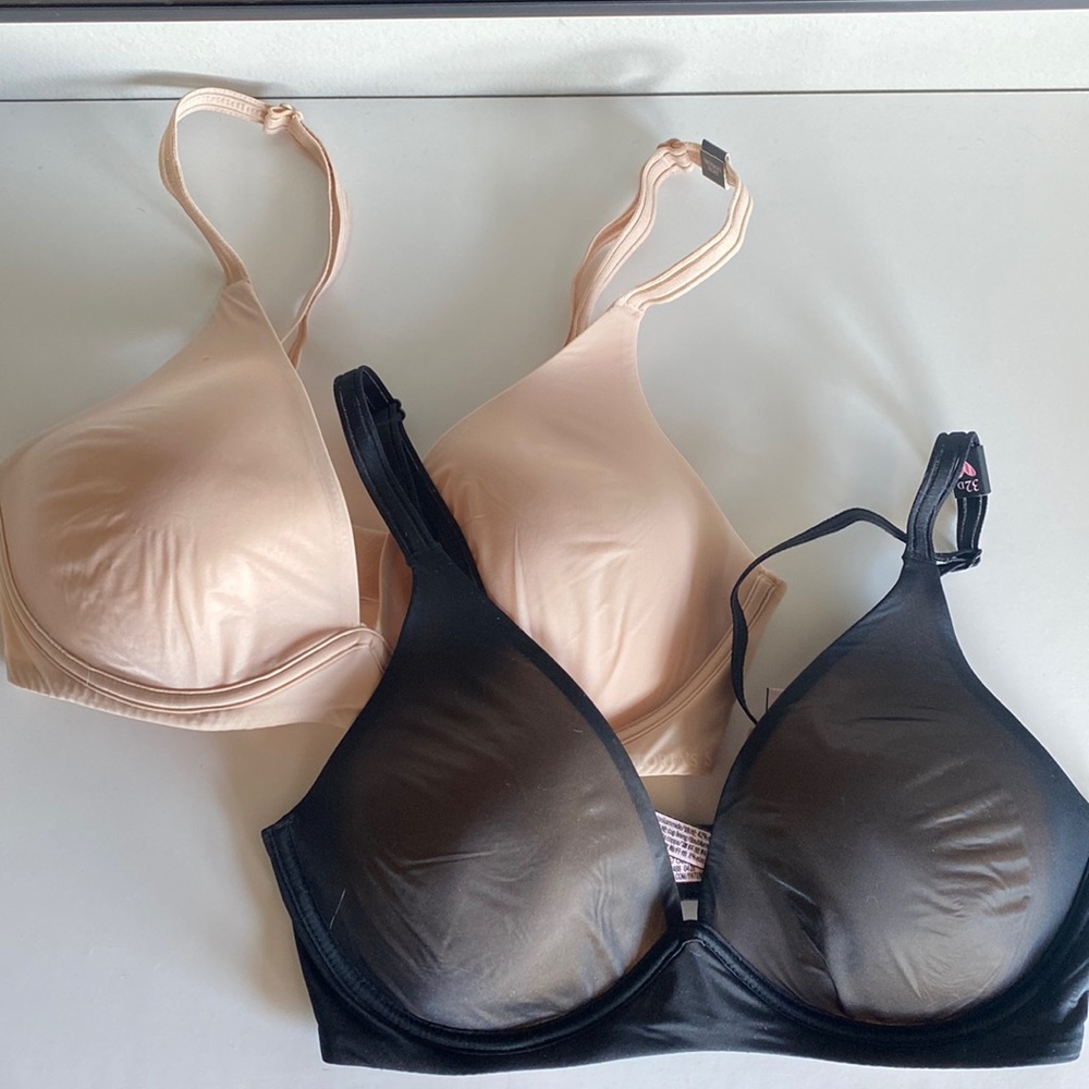Victoria’s Secret bras, 32D, tan and black